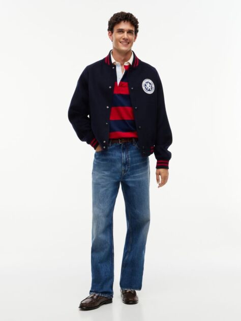 Blue Crest Wool Blend Varsity Jacket  Men