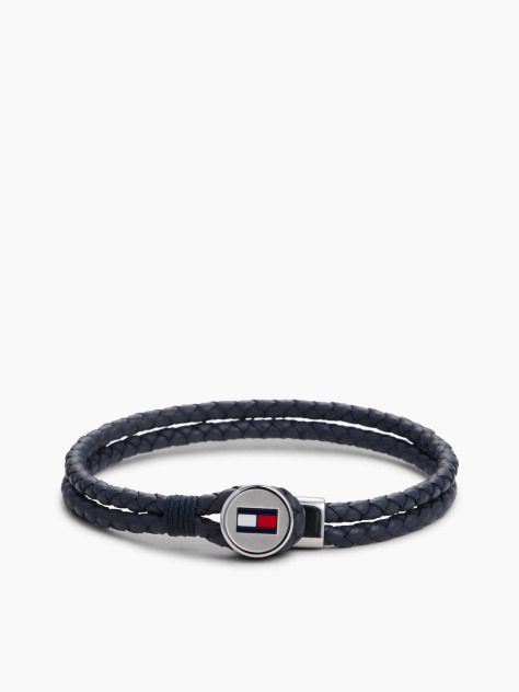 Blue Blue Leather Braided Bracelet  Men