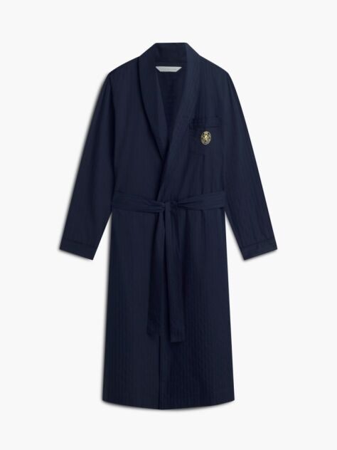 Blue Crest Woven Dobby Bathrobe  Men