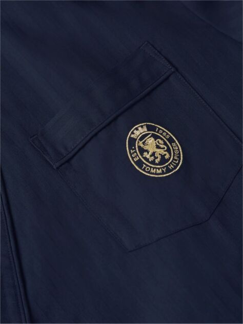 Blue Crest Woven Dobby Bathrobe  Men