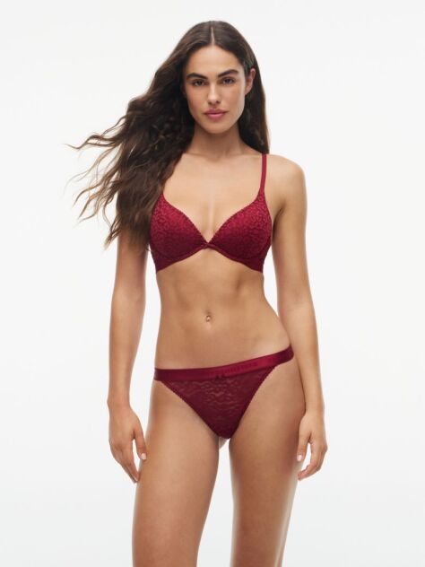 Red Leopard Lace Thong  Women