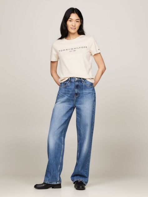 Beige Logo Crew Neck T-Shirt  Women