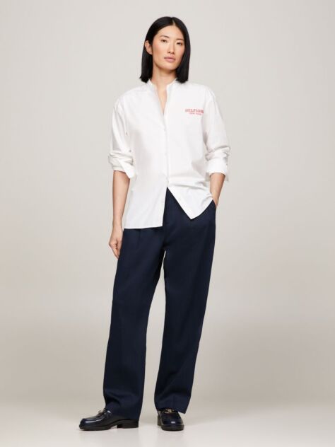 Blue Relaxed Fit Straight Leg Chinos  Women