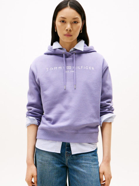 Μωβ Hoody Με Κεντητό Λογότυπο  Γυναίκες