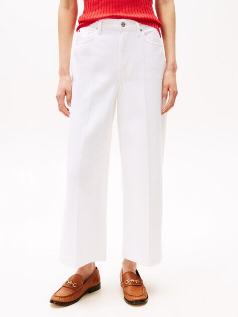 White High Rise Wide Leg Ankle Jeans  Women