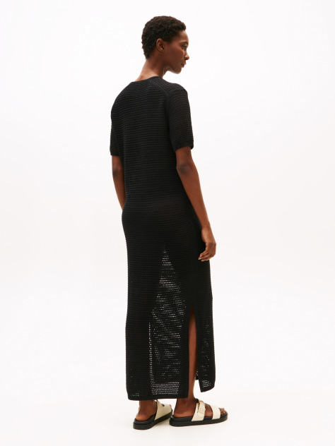 Black Pointelle Crochet Maxi Jumper Dress  Women