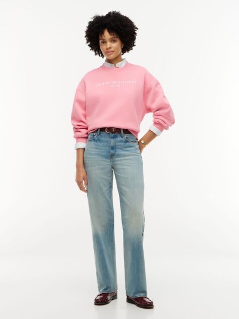 Pink Logo Relaxed Fleece Sweatshirt  Women