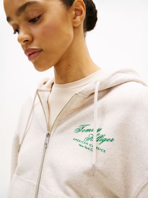Beige Terry Relaxed Zip-Thru Hoody  Women