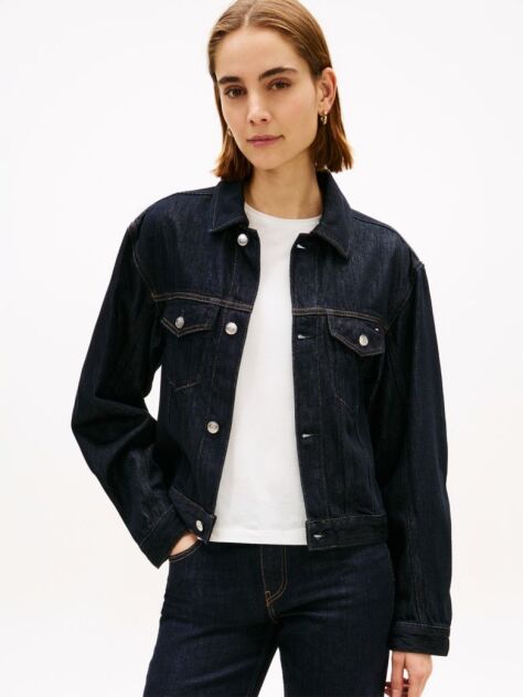 Μπλε Denim Τζάκετ Με Κεντημένη Σημαία Και Πιέτες  Γυναίκες