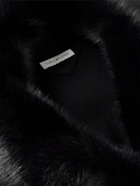 Black Shawl Collar Wool Blend Relaxed Coat  Women