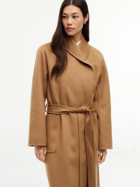 Brown Shawl Collar Wool Blend Relaxed Coat  Women