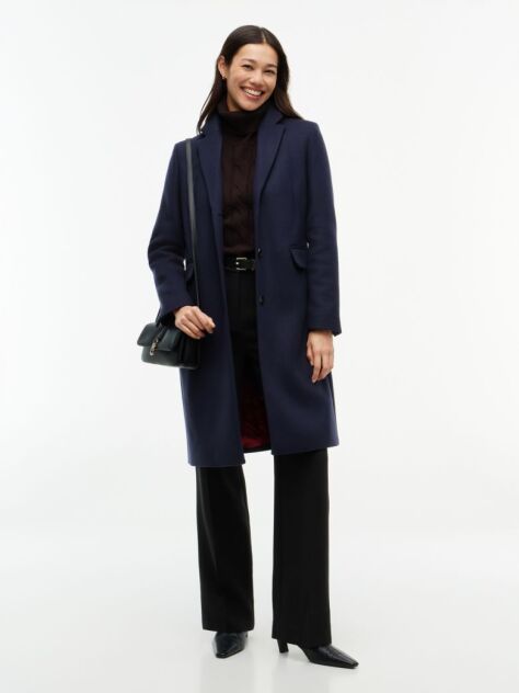 Blue Manteco Wool Blend Slim Single Breasted Coat  Women