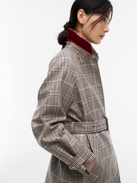 Multi Check Belted Mac Coat  Women