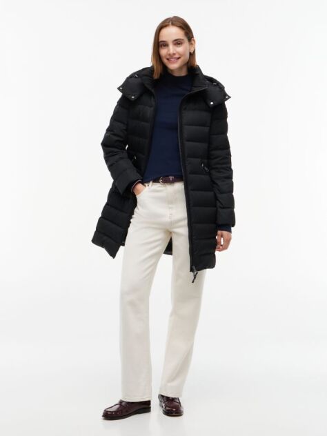 Black Slim Down Hooded Coat  Women