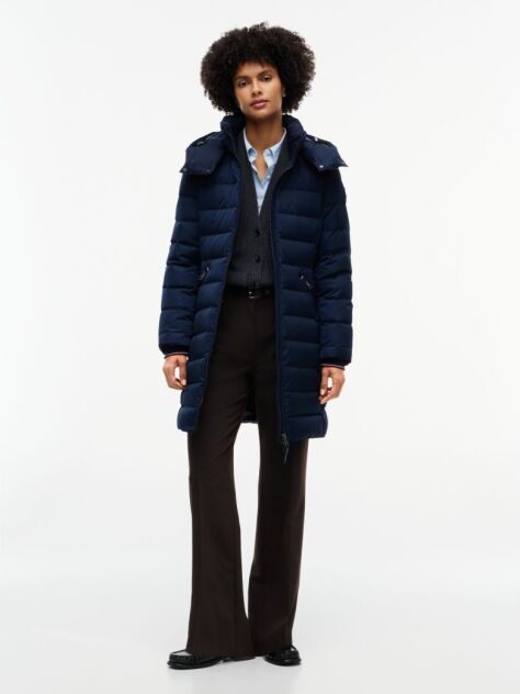 Blue Slim Down Hooded Coat  Women