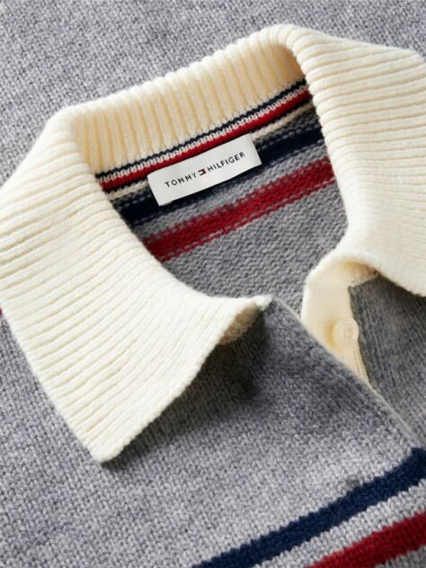 Grey Pure Wool Boxy Fit Polo Jumper  Women