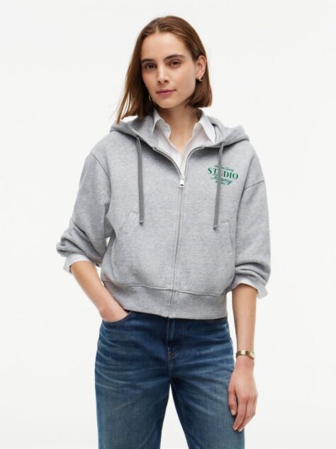 Γκρι Oversized Hoody Με Φερμουάρ Και Λογότυπο  Γυναίκες