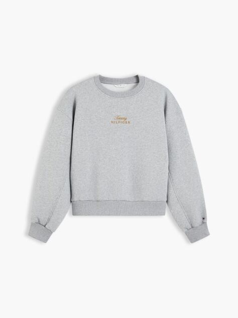 Grey Logo Embroidery Relaxed Fleece Jumper  Women