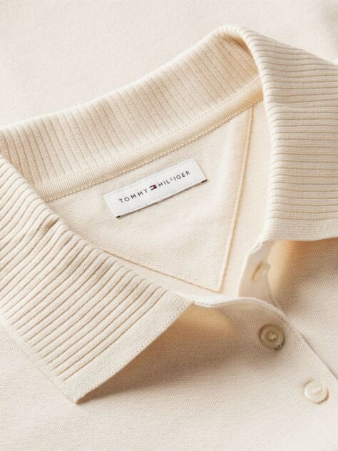Beige Relaxed Fit Crest Pique Polo Shirt  Women