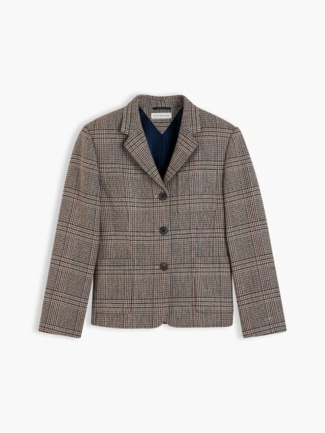 Multi Regular Fit Wool Blend Check Blazer  Women