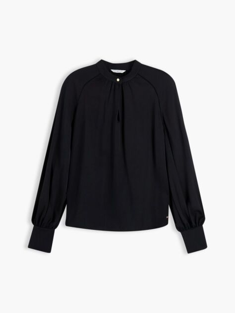 Black Festive Regular Fit Satin Blouse  Women