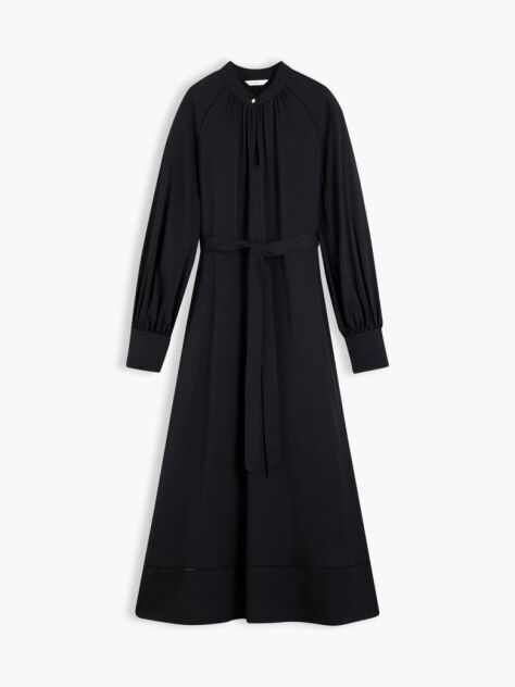 Black Festive Ladder Lace Long Sleeve Midi Dress  Women