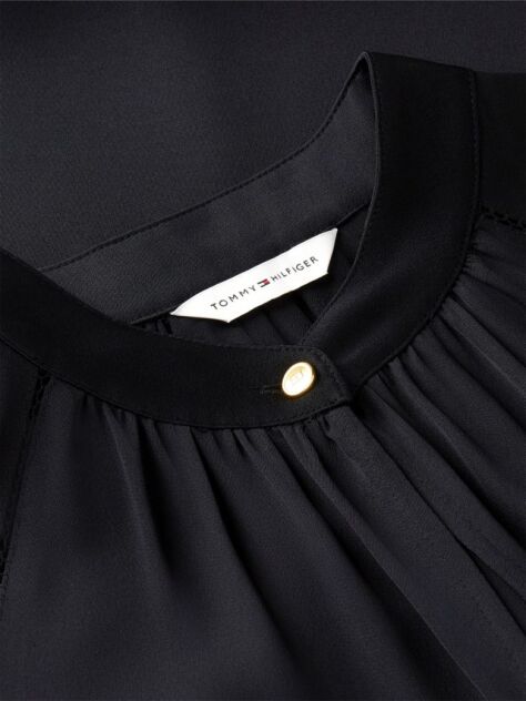 Black Festive Ladder Lace Long Sleeve Midi Dress  Women