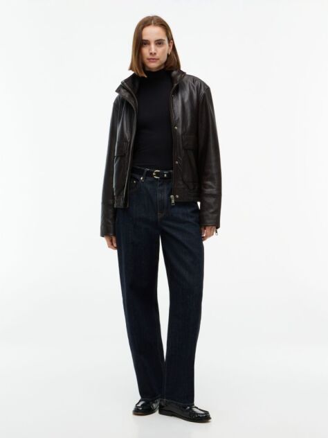 Black Slim Mock Neck Long Sleeve Top  Women