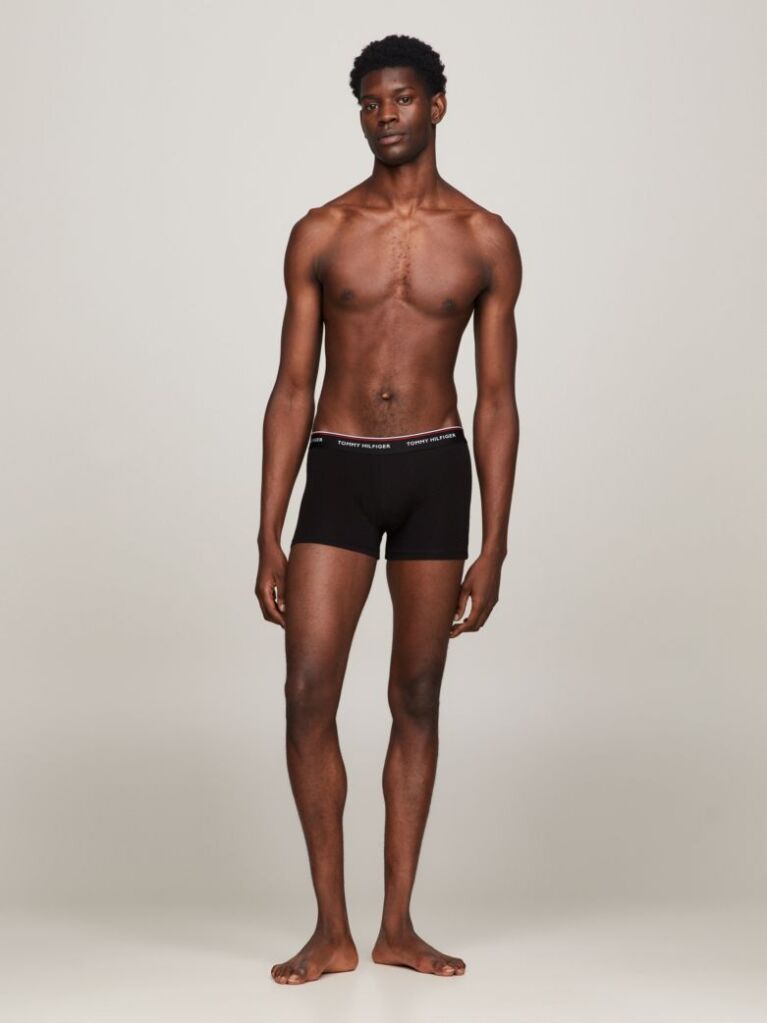 Black 3-Pack Stretch Cotton Trunks  Men