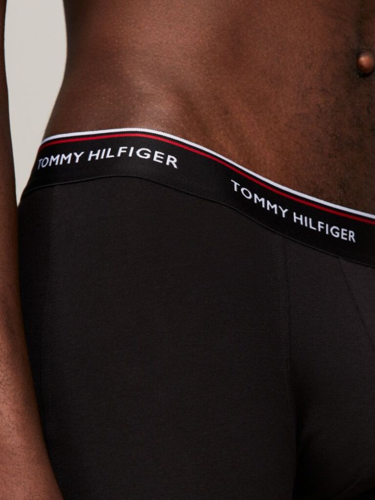Black 3-Pack Stretch Cotton Trunks  Men