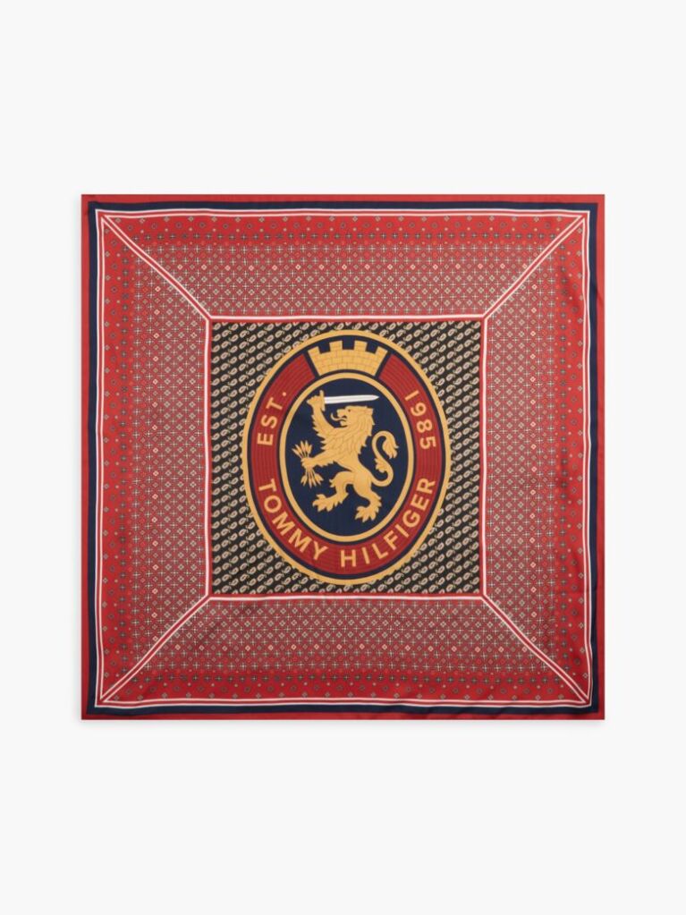 Multi Pure Silk TH Crest Square Scarf  Women