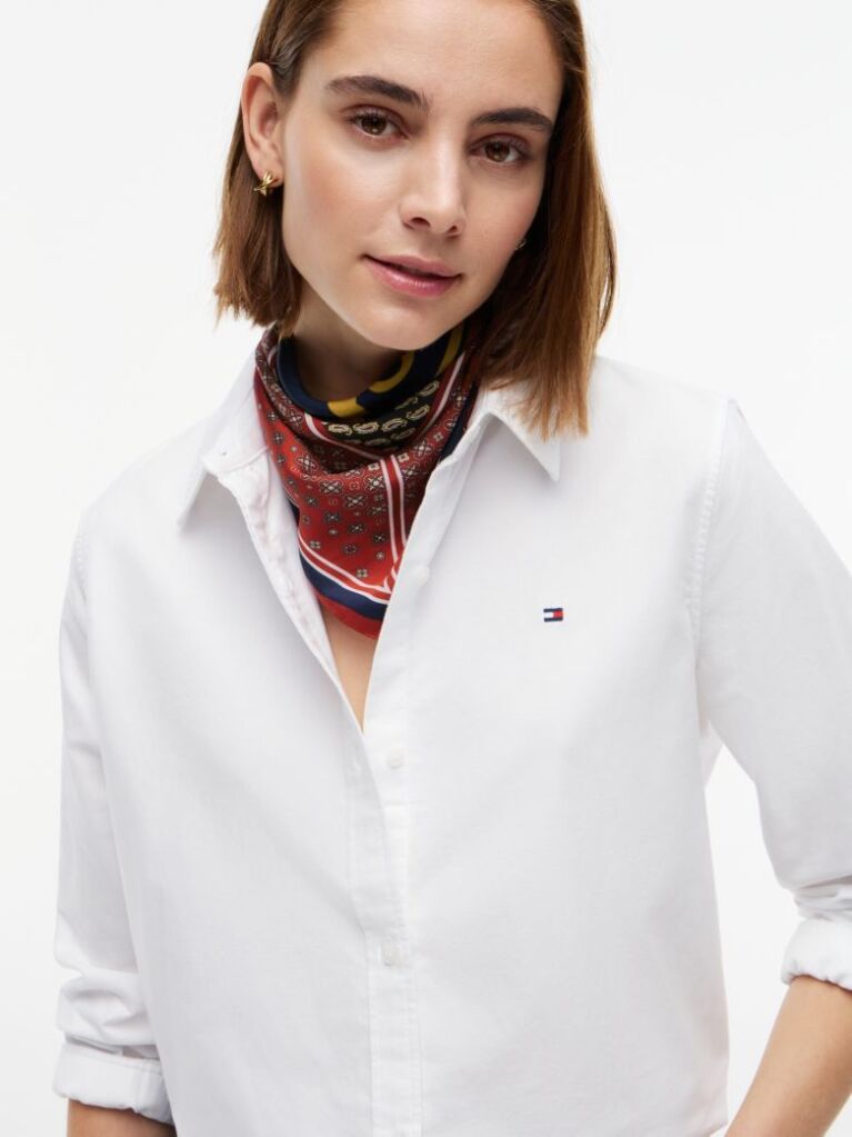 Multi Pure Silk TH Crest Square Scarf  Women