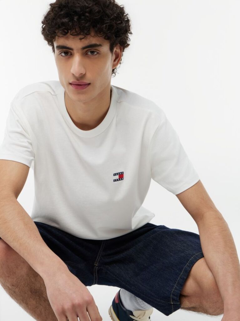 Μπεζ T-Shirt Με Σήμα Tommy Και Κανονική Λαιμόκοψη  Άνδρες
