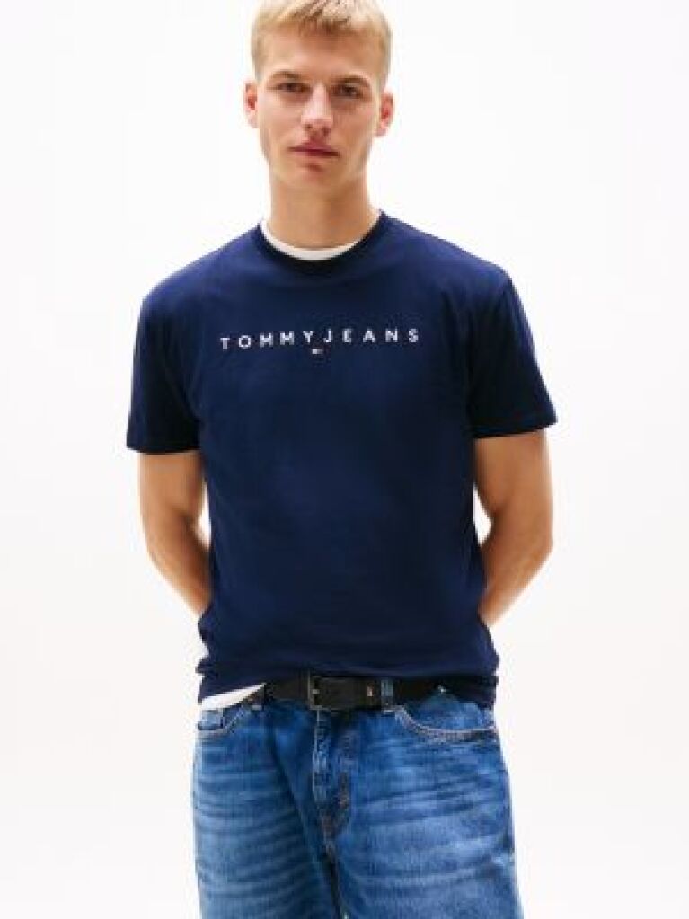Μπλε T-Shirt Σε Κανονική Γραμμή Με Κεντητό Λογότυπο  Άνδρες
