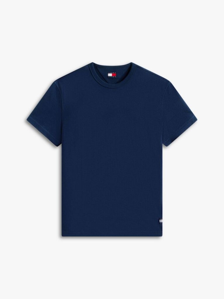 Μπλε Slim T-Shirt Με Waffle Πλέξη Και Λογότυπο  Άνδρες