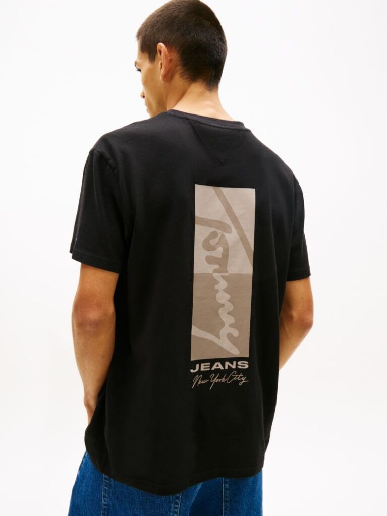 Μαύρο T-Shirt Με Κλασική Λαιμόκοψη Και Signature Κεντητό Λογότυπο  Άνδρες