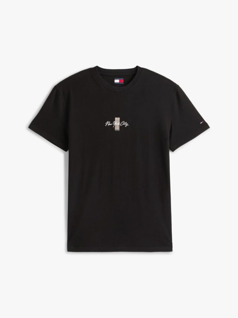 Μαύρο T-Shirt Με Κλασική Λαιμόκοψη Και Signature Κεντητό Λογότυπο  Άνδρες