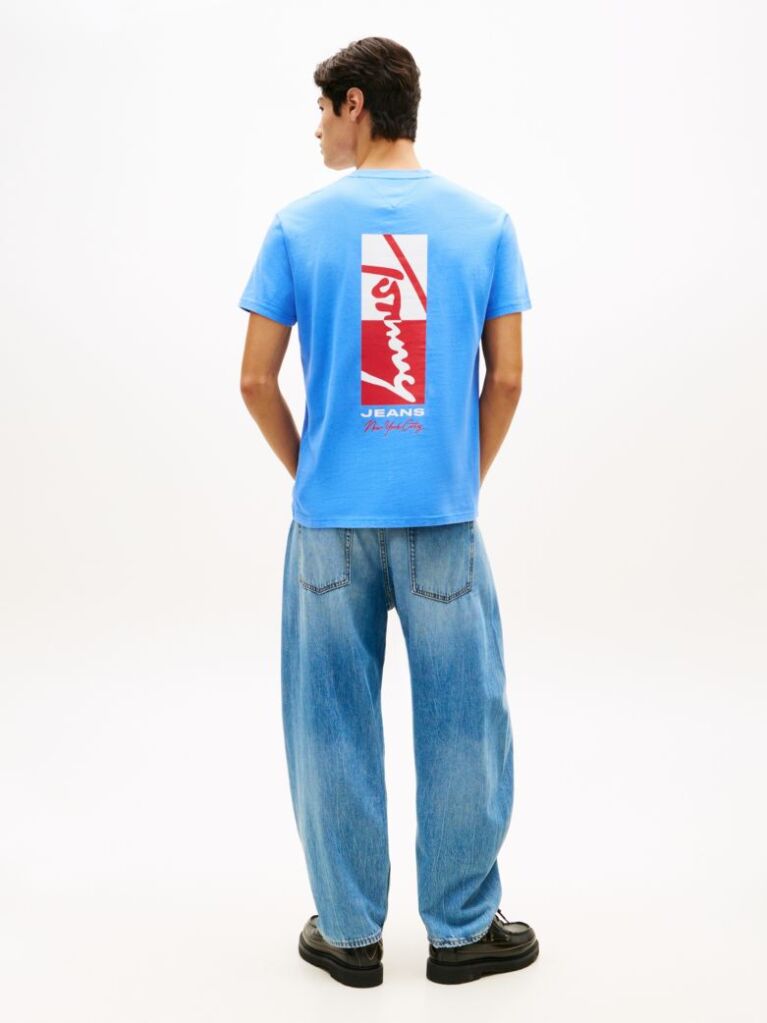 Μπλε T-Shirt Με Κλασική Λαιμόκοψη Και Signature Κεντητό Λογότυπο  Άνδρες