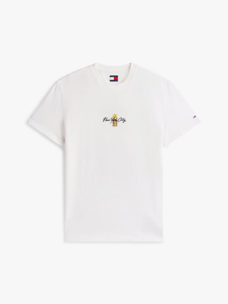 Άσπρο T-Shirt Με Κλασική Λαιμόκοψη Και Signature Κεντητό Λογότυπο  Άνδρες