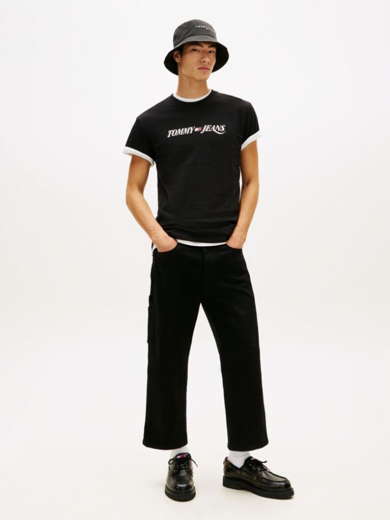 Μαύρο T-Shirt Με Κλασική Λαιμόκοψη Και Λογότυπο  Άνδρες