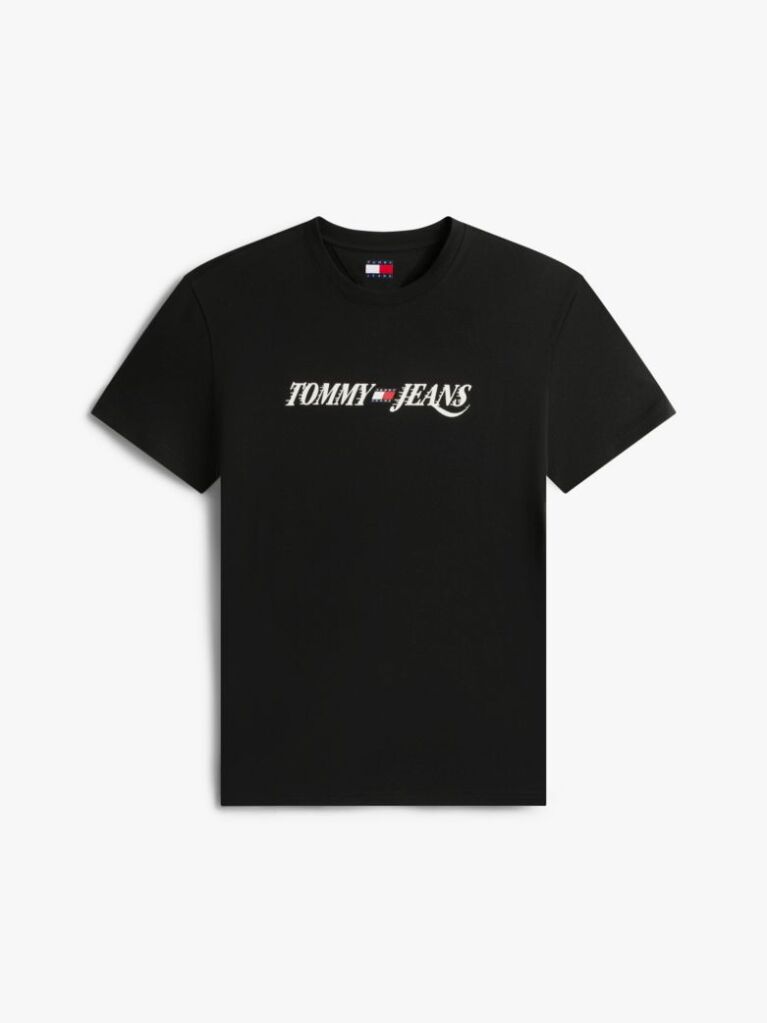 Μαύρο T-Shirt Με Κλασική Λαιμόκοψη Και Λογότυπο  Άνδρες