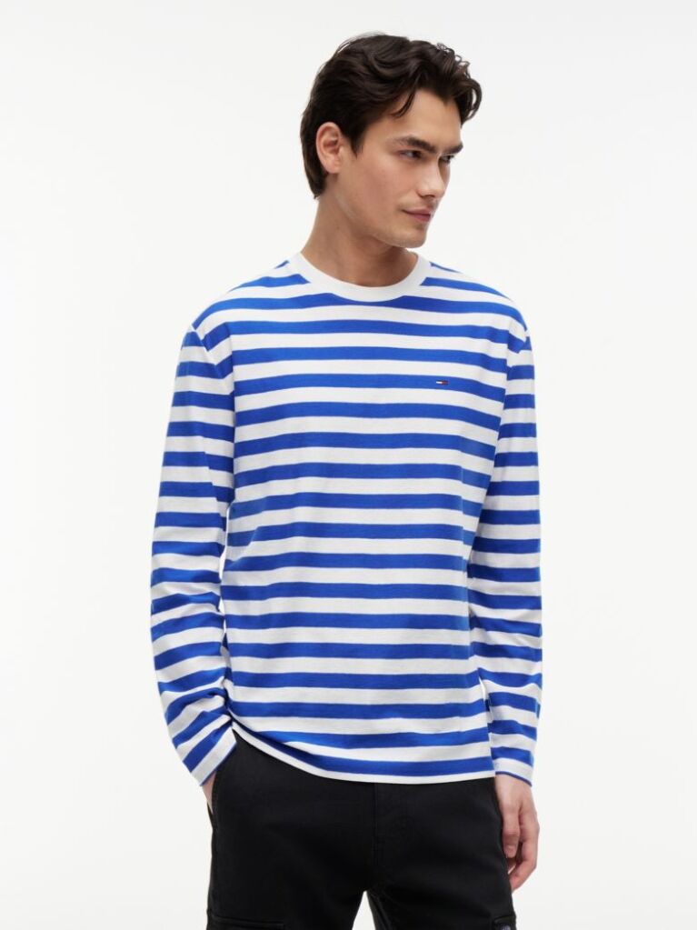 Multi T-Shirt Μακρυμάνικο Με Ρίγες Και Σημαία  Άνδρες