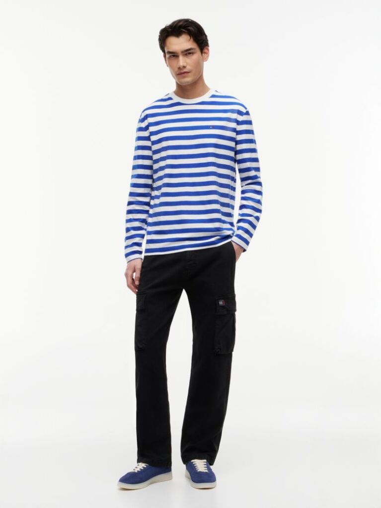 Multi T-Shirt Μακρυμάνικο Με Ρίγες Και Σημαία  Άνδρες