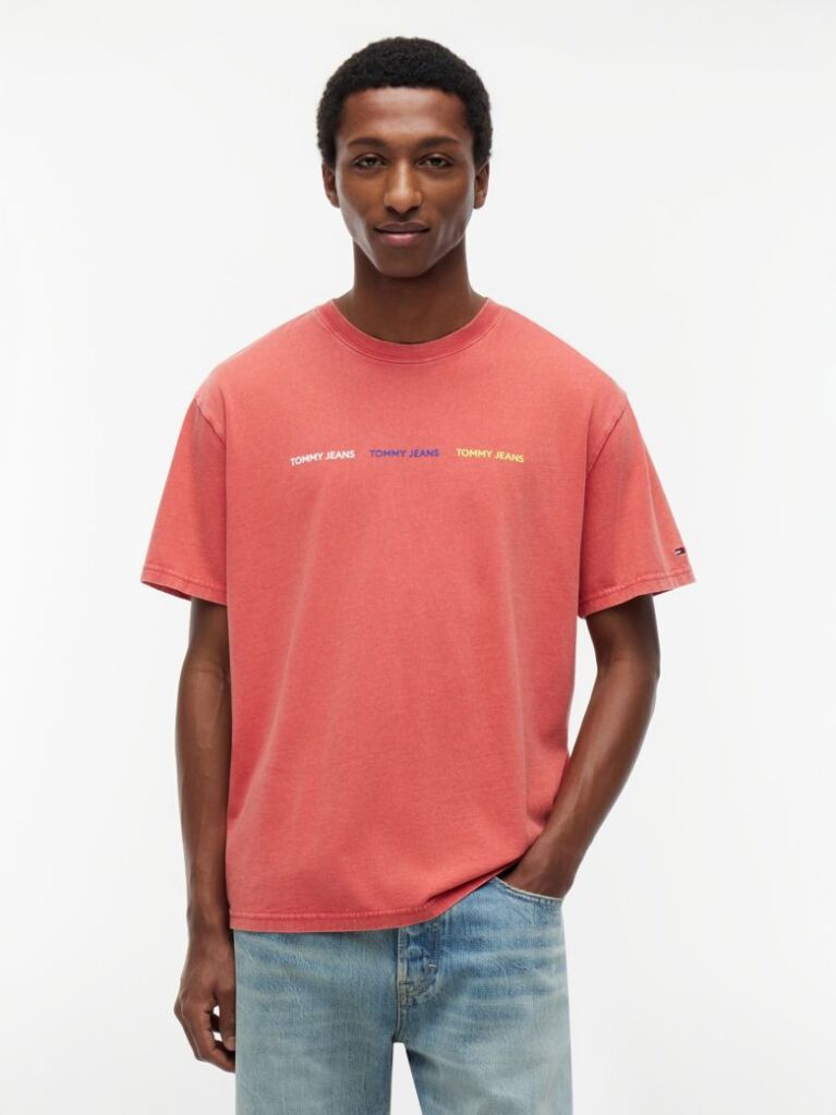 Κόκκινο T-Shirt Με Επαναλαμβανόμενο Λογότυπο  Άνδρες