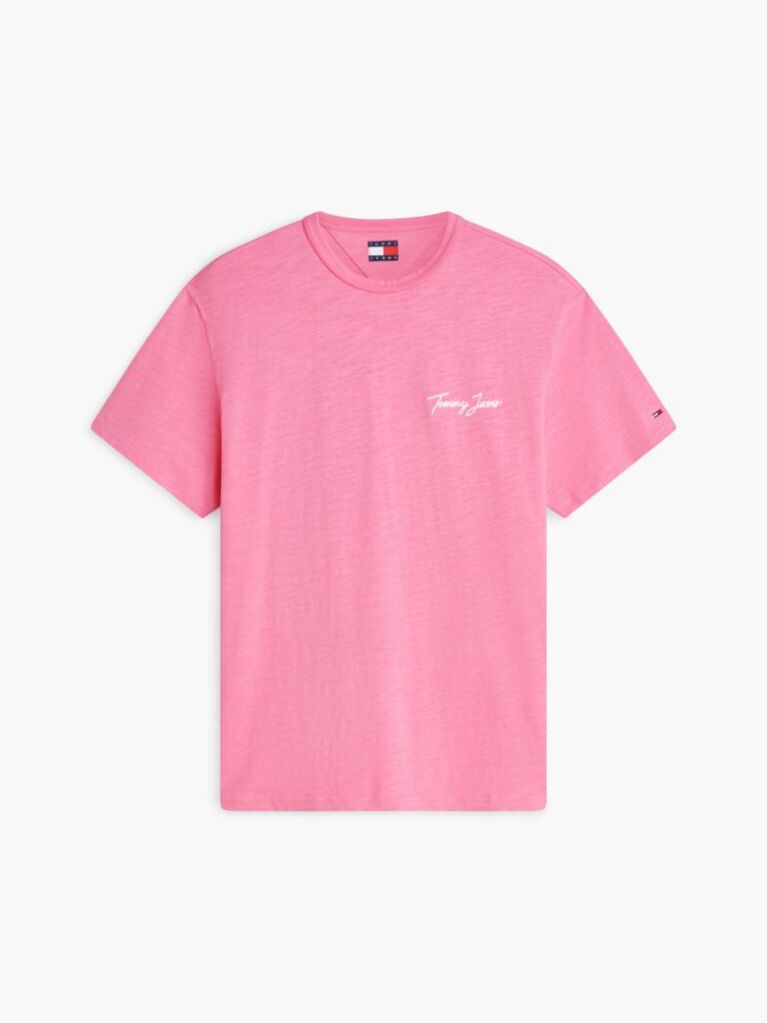 Ροζ T-Shirt Σε Άνετη Γραμμή Με Υφή Και Σχέδιο Στην Πλάτη  Άνδρες