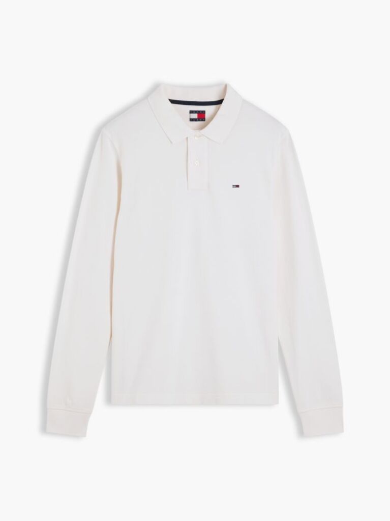 White Regular Fit Long Sleeve Polo Shirt  Men