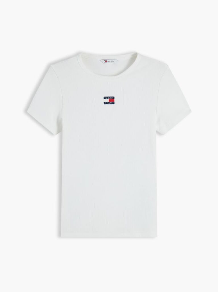 Μπεζ Κοντομάνικο T-Shirt Ριμπ Σε Slim Γραμμή  Γυναίκες
