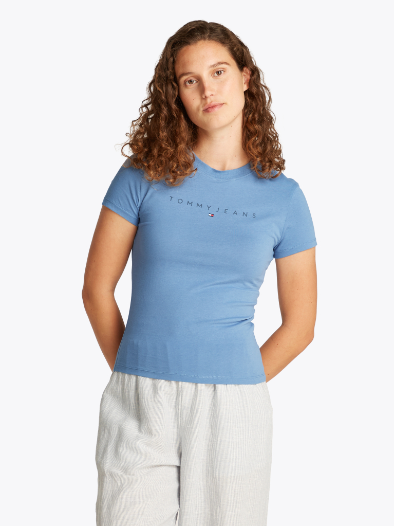 Μπλε T-Shirt Σε Slim Γραμμή Με Tonal Λογότυπο  Γυναίκες