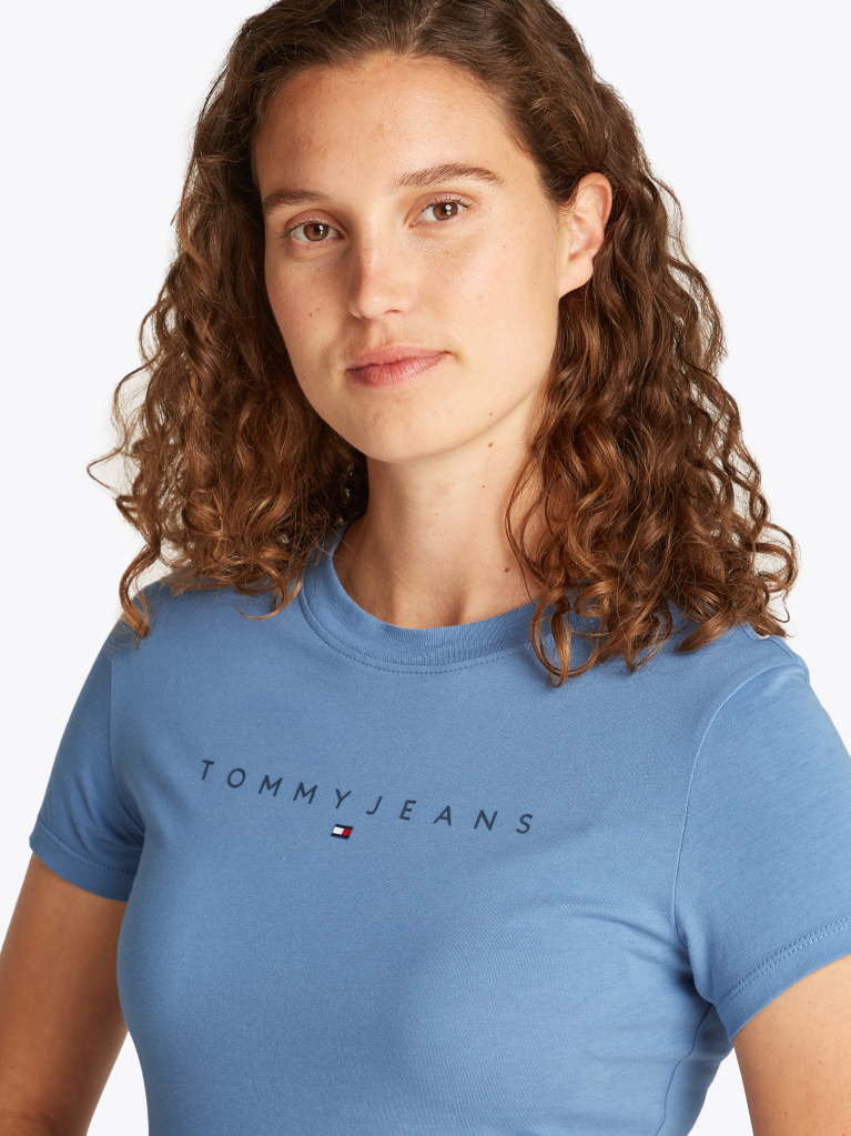 Μπλε T-Shirt Σε Slim Γραμμή Με Tonal Λογότυπο  Γυναίκες