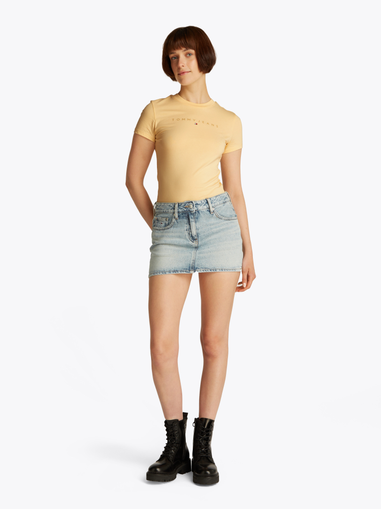 Yellow Slim Fit Tonal Logo T-Shirt  Women